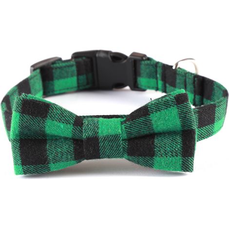 Collier pour chien vert et noir - Taille M (2,5 x 50 cm) - Matériau doux, réglable, design moderne (1/5)