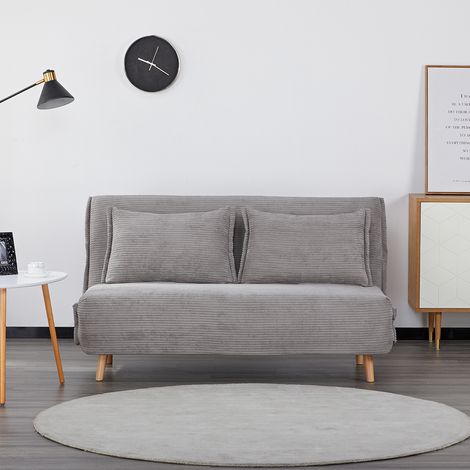 EVERGREENWEB - Poltrona Letto trasformabile Poltrona letto Materasso Matrimoniale 140, cuscino imbottito Divanetto clic clac con Schienale Regolabile 2 posti gambe in legno Grigio Velvet 140 (1/5)
