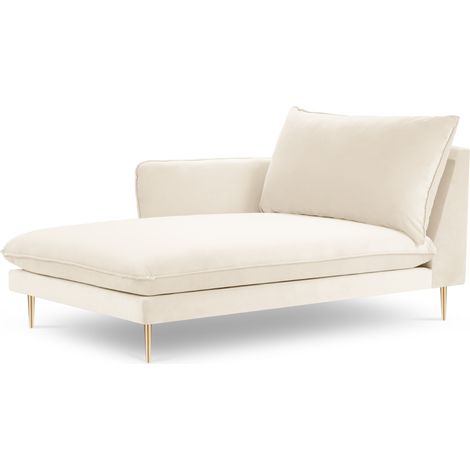 Méridienne gauche en velours beige clair (1/5)