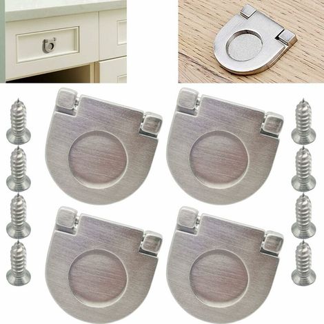 Juego de 4 tiradores invisibles de acero inoxidable, accesorios para cajones, armarios y roperos - Con tornillos (35 mm), tiradores para muebles de cocina, cajones y dormitorios. (1/5)