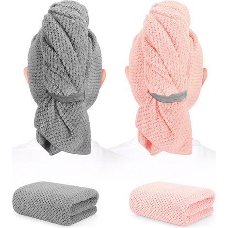 2er-Pack Mikrofaser-Trockenhandtücher für langes Haar,schnelltrocknende Handtücher,schnelltrocknende Handtücher,100 x 60 cm (1/5)