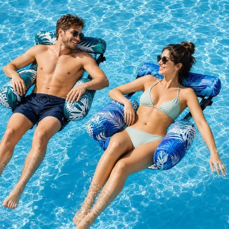 2er-Set aufblasbare Poolstühle für Erwachsene, Schwimmstühle mit bequemen Rückenlehnen, aufblasbare Poolliegen, für Sommerpartys, Strand, See und Wassersport (1/5)