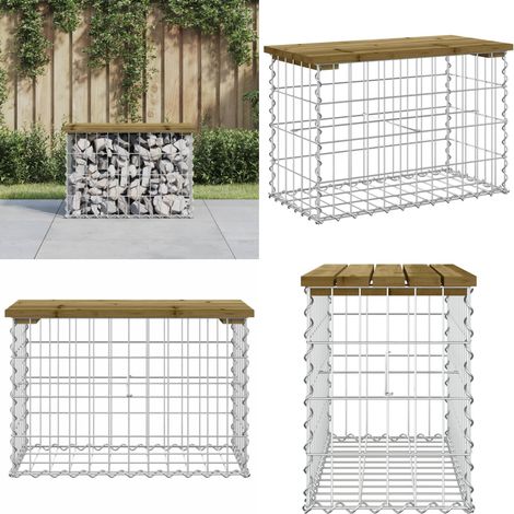Panca da Giardino Design Gabbione 63x31,5x42 cm Pino Impregnato - Seduta all'aperto - Panca da parco