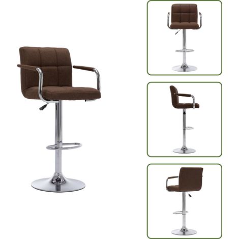Chaise de bar Marron Tissu - Chaises De Bar - Tabouret De Bar - Chaise Contemporaine - Chaise Avec Accoudoirs - Chaise Pivotante (1/5)