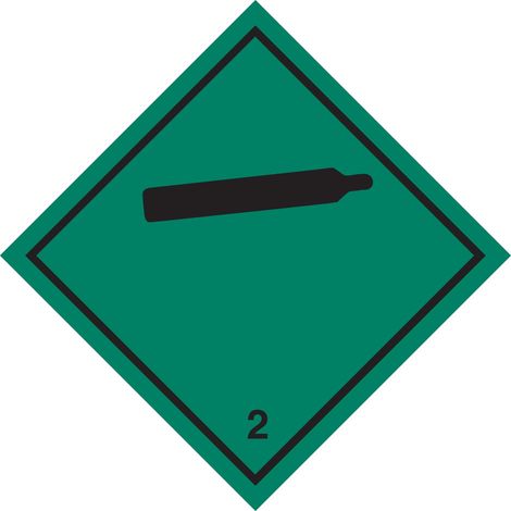 Etichetta in PVC di classe 2 divisione 2.2 per Gas non infiammabili non tossici ADR - Misura: 100mm x 100mm - Numero Pezzi: 50 pezzi