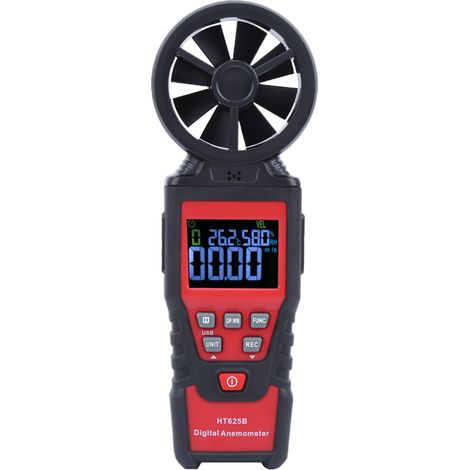Anémomètre numérique portable HT625B : mesure du débit d'air, de la vitesse, de la température et de l'humidité. (1/5)
