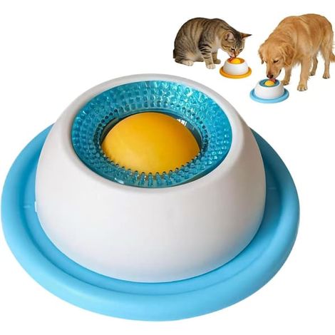 Jouet interactif pour chien et distributeur de croquettes anti-glouton – Balle à friandises pour chiens et chats, antidérapante et stimulante mentalement, bleue (chien) (1/5)