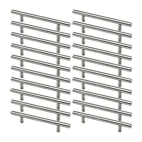 Maniglie per mobili in acciaio inox, 20 pezzi, maniglie per mobili da cucina, interasse fori 128 mm, acciaio spazzolato a forma di T (1/5)