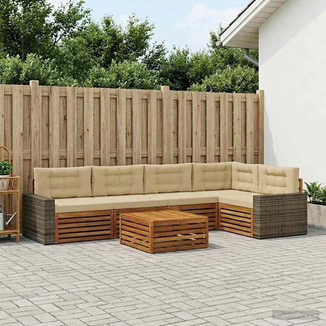 vidaXL Outdoor-Sofagarnitur 6 pcs Natur und Beige 79 x 79 x 37 cm (1/5)