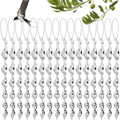Pack de 16 Épouvantail à Oiseaux Réfléchissant en Spirale, Girouette Effaroucheur Balcon et Jardin, Épouvantail Hautement Efficace, Effaroucheur Corbeaux & Merles, Protège Maison (1/5)