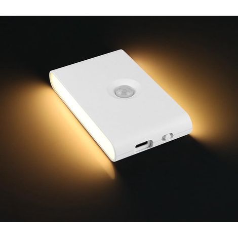 Luz nocturna con sensor de movimiento - Iluminación inalámbrica para escaleras - Montaje magnético - Recargable - Lámpara de pared para interiores - Iluminación para armarios - Blanca (1/5)