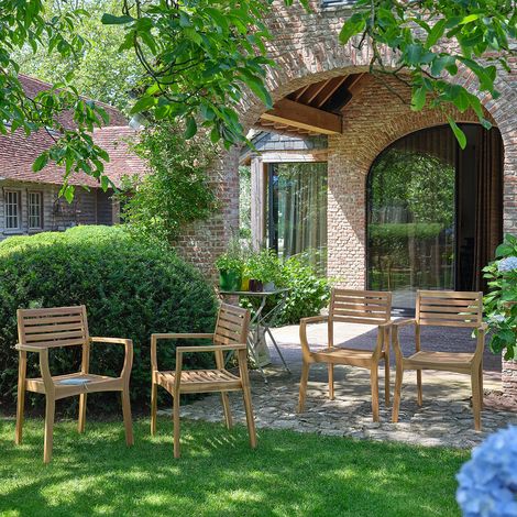 Lot de 4 fauteuils de jardin en acacia massif (1/5)