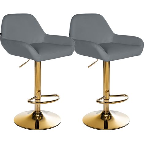 2er Set Barhocker Braga Gold Kunstleder grau (1/5)