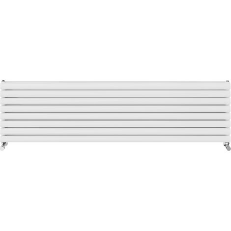 Warmehaus Horizontal Radiator Oval Double Panel White 472x1800mm (1/5)
