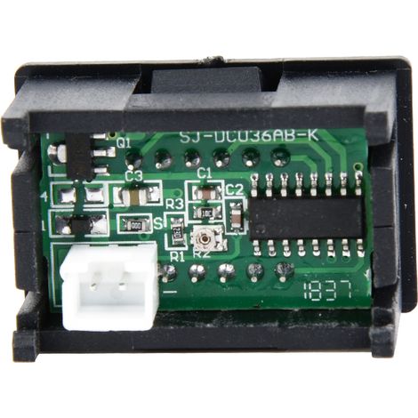 Mesureur de tension numérique DC 2.4-30V à 2 fils écran LED étanche 0.36 pouce vert boîtier plastique + câble (1/5)