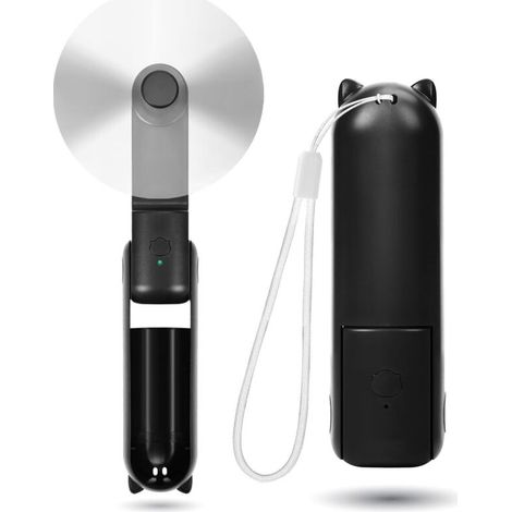 Mini-Ventilator mit 3 Geschwindigkeitsstufen, wiederaufladbar und leise, tragbarer USB-Ventilator für Reisebatterien (schwarz) (1/5)