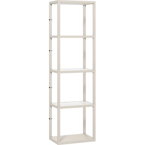 LED Floor Lamp with Glass Shelves, 4 Layers Dimmable Tall Standing Lamp, Modern Column Shelf Floor Light for Living Room, Bedroom, Office, Oak