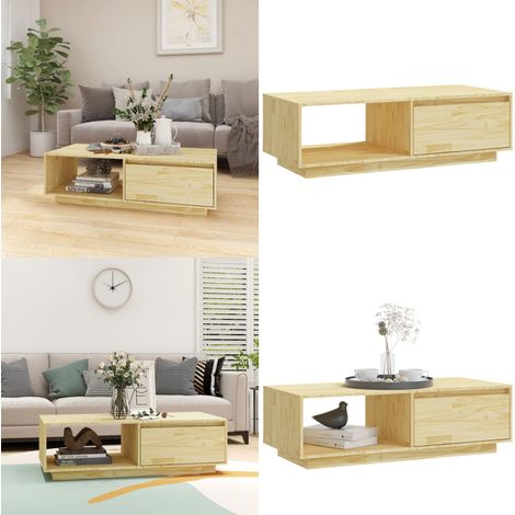 Table basse 110x50x33,5 cm bois de pin massif - Table Basse - Meuble Salon - Table Bois - Table Design - Table Pin Massif - Home & Living (1/5)