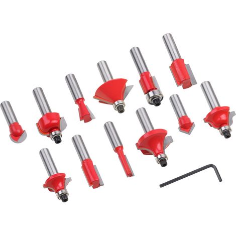 Meister Fräser-Set 12-teilig - Zur Holzbearbeitung - Für Oberfräsen mit 8 mm Schaft - Hartmetall