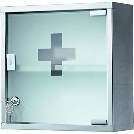 ARMADIETTO FARMACIA CON SERRATURA ""JOKER"" Acciaio Inox/vetro (1/2)