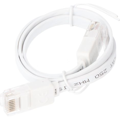 CAT 6 Flach-Patchkabel, U/UTP, weiß, Kupferleiter (CU). Kabellänge 10 m (1/5)