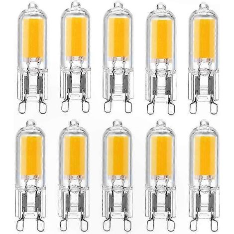 Lot de 10 ampoules LED G9 2W, équivalent halogène 25W, lumière blanc chaud 3000K, 220-240V
