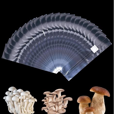 Filiyano-Sacs de culture de champignons, paquet de 25, 25 x 50 cm, résistants à la déchirure, avec filtre, sacs durables, pour la culture des (1/5)
