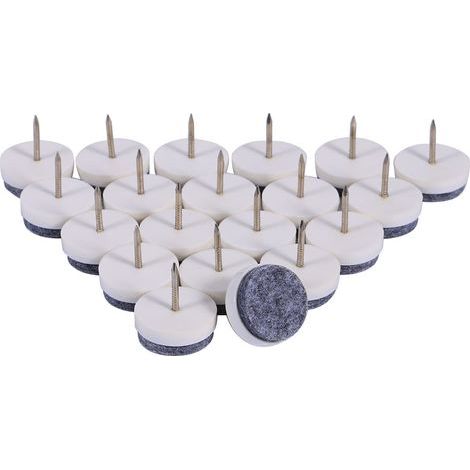 20x meubles Table chaise jambe sol feutre patin antidérapant glisse bricolage ongles protecteur blanc 24mm (1/5)