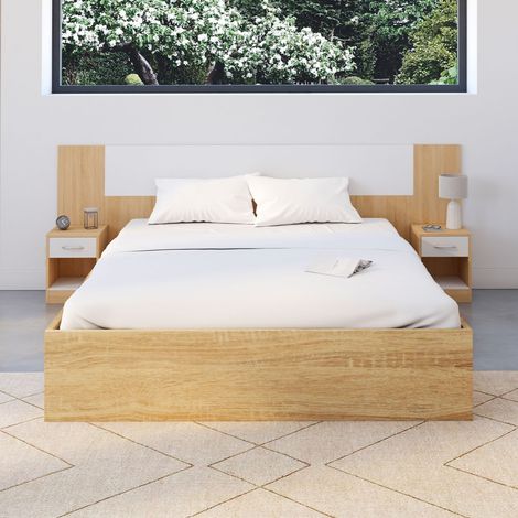 Cabecero modular SAPA para cama de 140/160 cm en madera y efecto blanco (1/5)