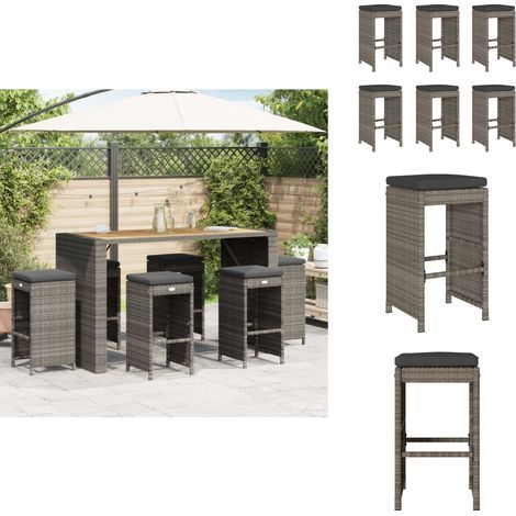 Tabourets de bar de jardin et coussins lot de 6 résine tressée - Tabouret De Bar De Jardin - Tabourets De Bar De Jardin - Tabouret - Tabouret De Jardin (1/5)