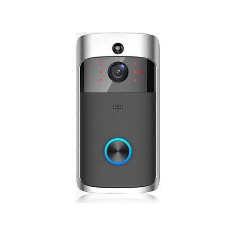 Sonnette vidéo sans fil avec détecteur de mouvement et Wi-Fi, grise (1/5)