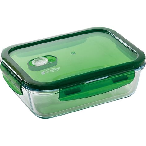 Fiambrera hermetica rectangular 1000ml San Ignacio Vitoria de borosilicato en color verde (1/5)