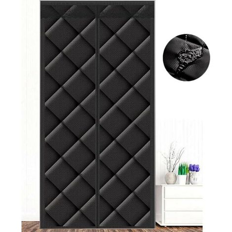 BelleRise - Rideau de porte magnétique isolant thermique, avec rideau en coton imperméable pour chambre chauffée, salon (noir, 100 x 210 cm)