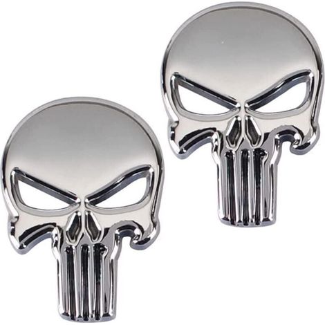 Autocollant Métal 3D Crâne Punisher pour Voiture Moto 2 Pièces Décor Adhésif (1/4)