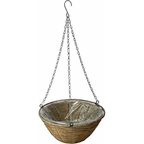 Panier suspendu pour pot de fleurs – Tissage naturel – Ø 31 cm – gris – pot décoratif (1/2)