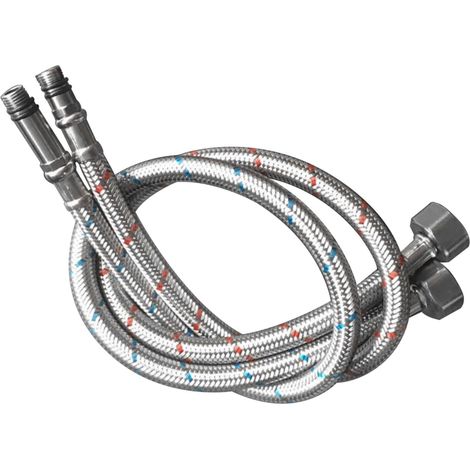 Set mit 2 G3/8 x M10 Verbindungsschläuchen – 3/8" flexibler Schlauch – Edelstahl – Verlängerung für Mischbatterie