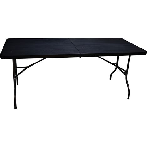 Tavolo Pieghevole in Metallo con Piano IN PLASTICA Effetto Legno 180x75xH74 cm Ideale per Picnic, Campeggio e Feste Facile da Trasportare (1/4)