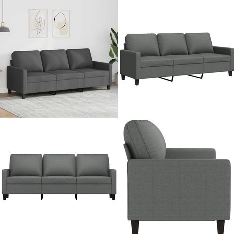 3-Sitzer-Sofa Dunkelgrau 180 cm Stoff - 3-Sitzer Sofa - Grau Sofa - Wohnzimmersofa - Ecksofa - Couchtisch - Home & Living (1/5)