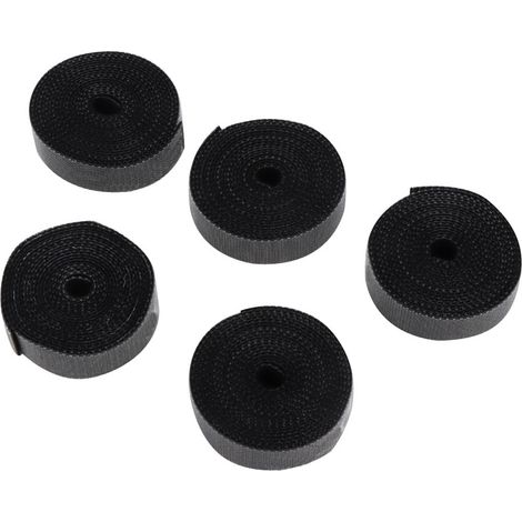5Pcs Ruban adhésif auto-agrippant 1.5m pour câbles, organisateur bureau et maison, Noir (1/5)