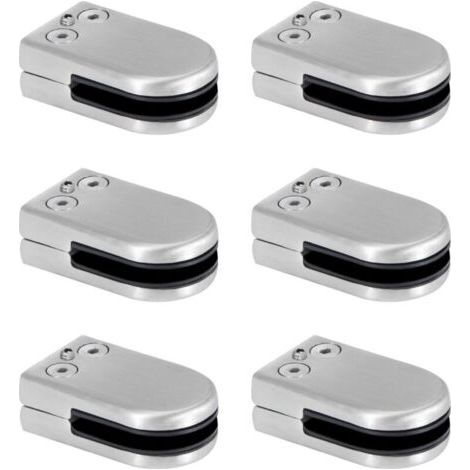 Pince à verre en acier inoxydable – Supports de serrage pour verre 6 à 8 mm – Réglable pour balustrades et escaliers – Lot de 6 pièces (1/5)