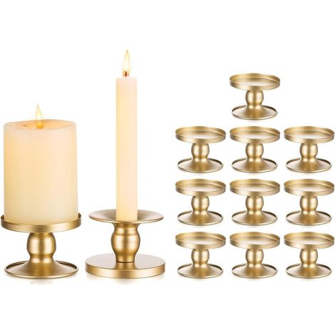 Kerzenständer Gold Metall Stabkerzen Stumpenkerzen 12er 12 Gold (1/5)