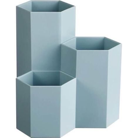 UlisemPlastic Scatola portapenne esagonale, Scatola portapennelli da scrivania, 12 x 6,3 cm, Blu (1/4)
