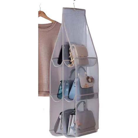Rangement suspendu à 6 compartiments – Rangement pratique pour sacs et accessoires Gris (1/5)