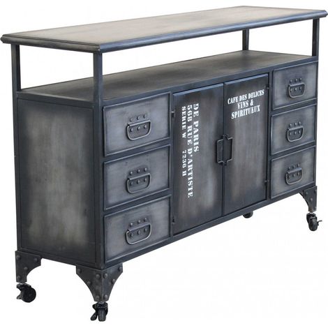 Mobile in acciaio con cassetti ante e ripiani ampi 132.5x37.5xH82 cm per casa (1/5)