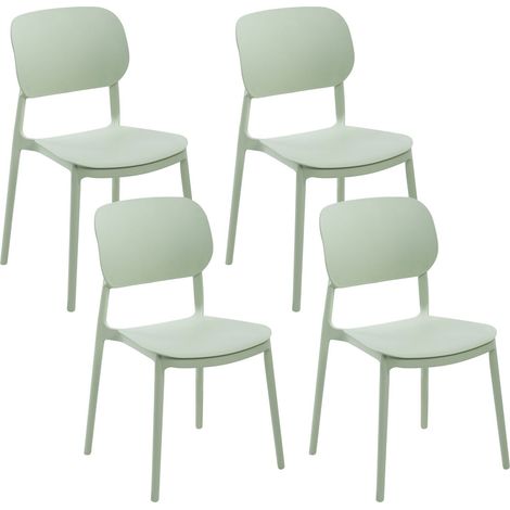 Lot de 4 Chaises de Jardin en Plastique Synthétique Empilables Meuble d'Extérieur Vert Clair Tupiza