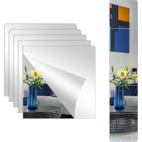 Miroir Mural Autocollant Carré 30x30 cm - Miroirs Adhésifs en Acrylique Épais 2mm, Incassables (1/5)