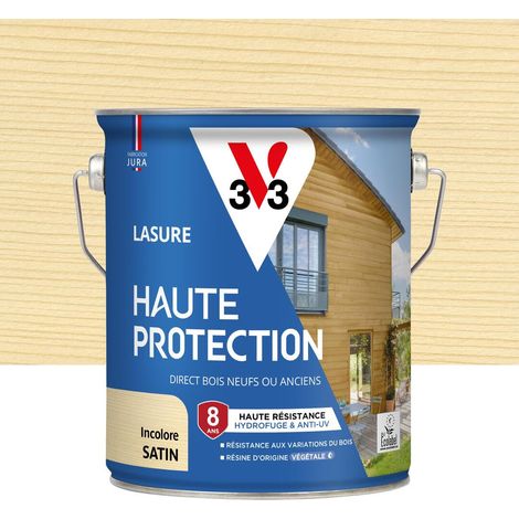 Lasure Bois extérieur Incolore satin - Protection 8 ans - résistance hydrofuge et anti-UV - Résiste aux variations du bois - résine d'origine végétale - 2,5L (1/4)