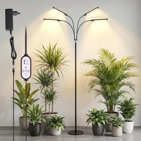 LED Indoor Plant Lamp with Timer 4/8/12H, Full Spectrum Adjustable, Adjustable Height 63-180cm, for Germination Growth and Flowering Plant (1/5)