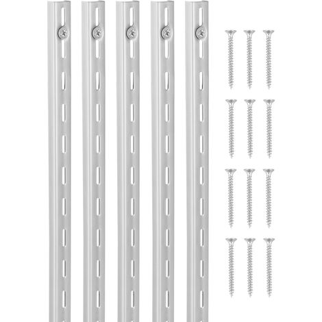 Crémaillère d'étagère murale 990 mm, rail vertical réglable en acier, lot de 10, pour rangement placard et armoire (1/5)