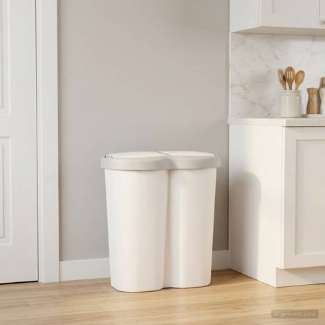 vidaXL Cestino della Spazzatura Bianco 48 x 30 x 51 cm PP (1/5)
